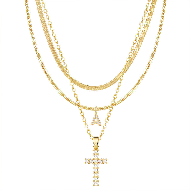 Gold Cross Initial Set