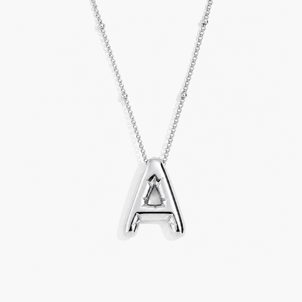 Balloon Letter Necklace (Silver)