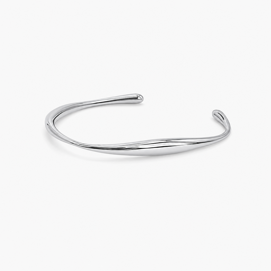 Curved Cuff Bracelet (Silver)