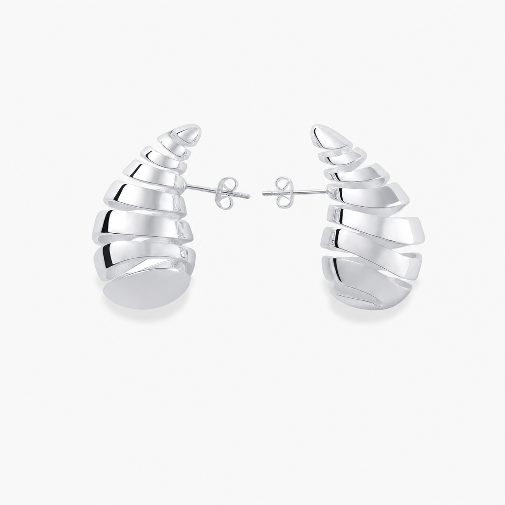 Twirly Teardrop Earrings (Silver)