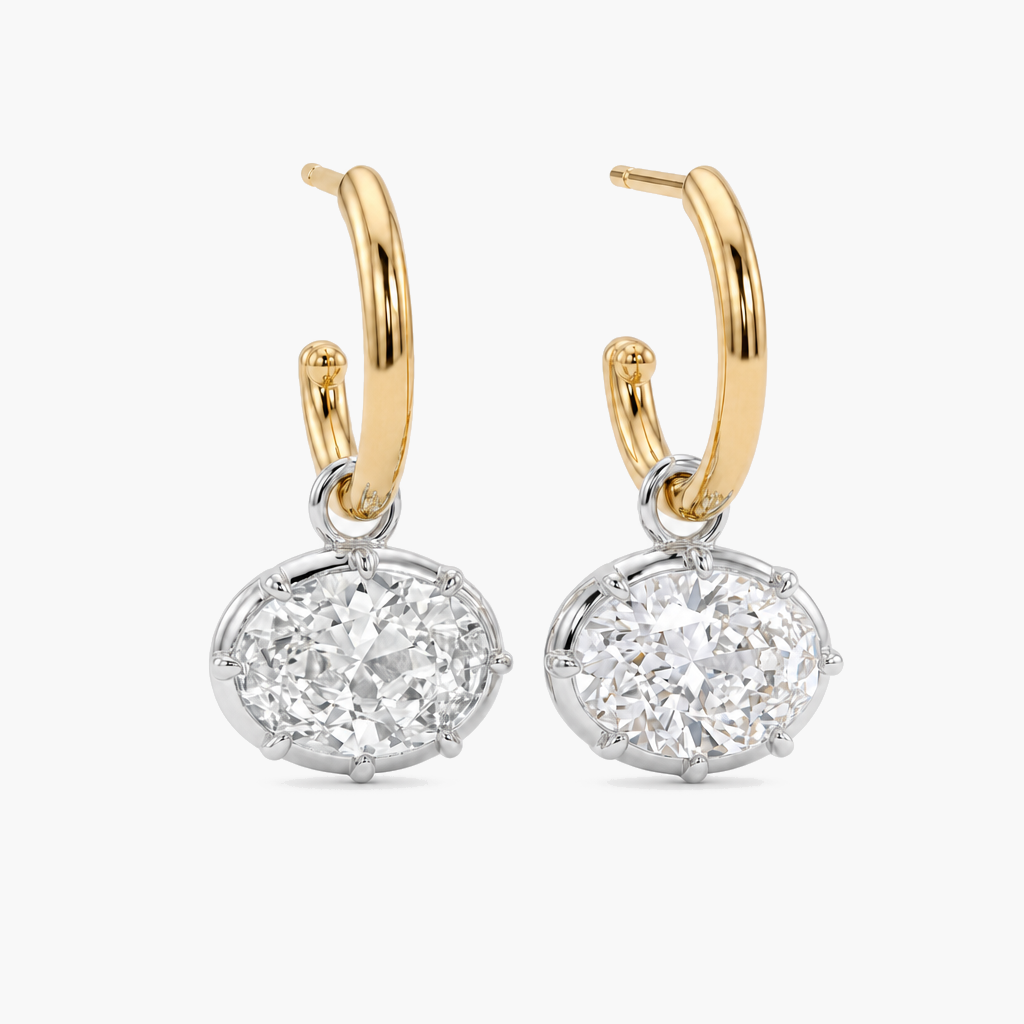 Hailey Mixed Metal Floating Diamond Earrings