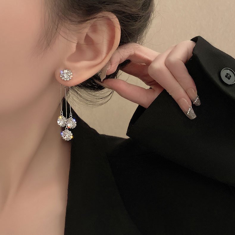 Zirconia Trifecta Gold Plated Earrings