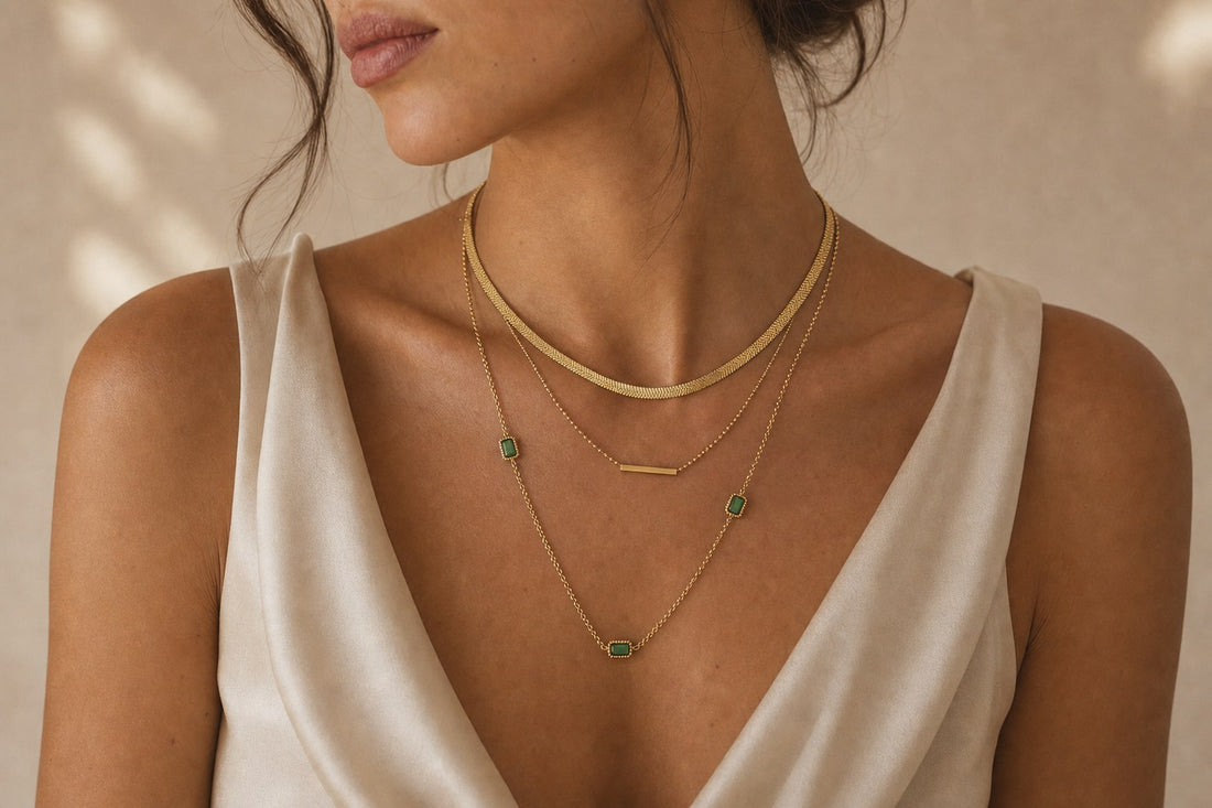 Layered gold necklaces