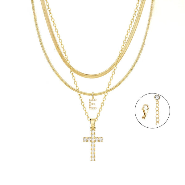 Gold Cross Initial Set