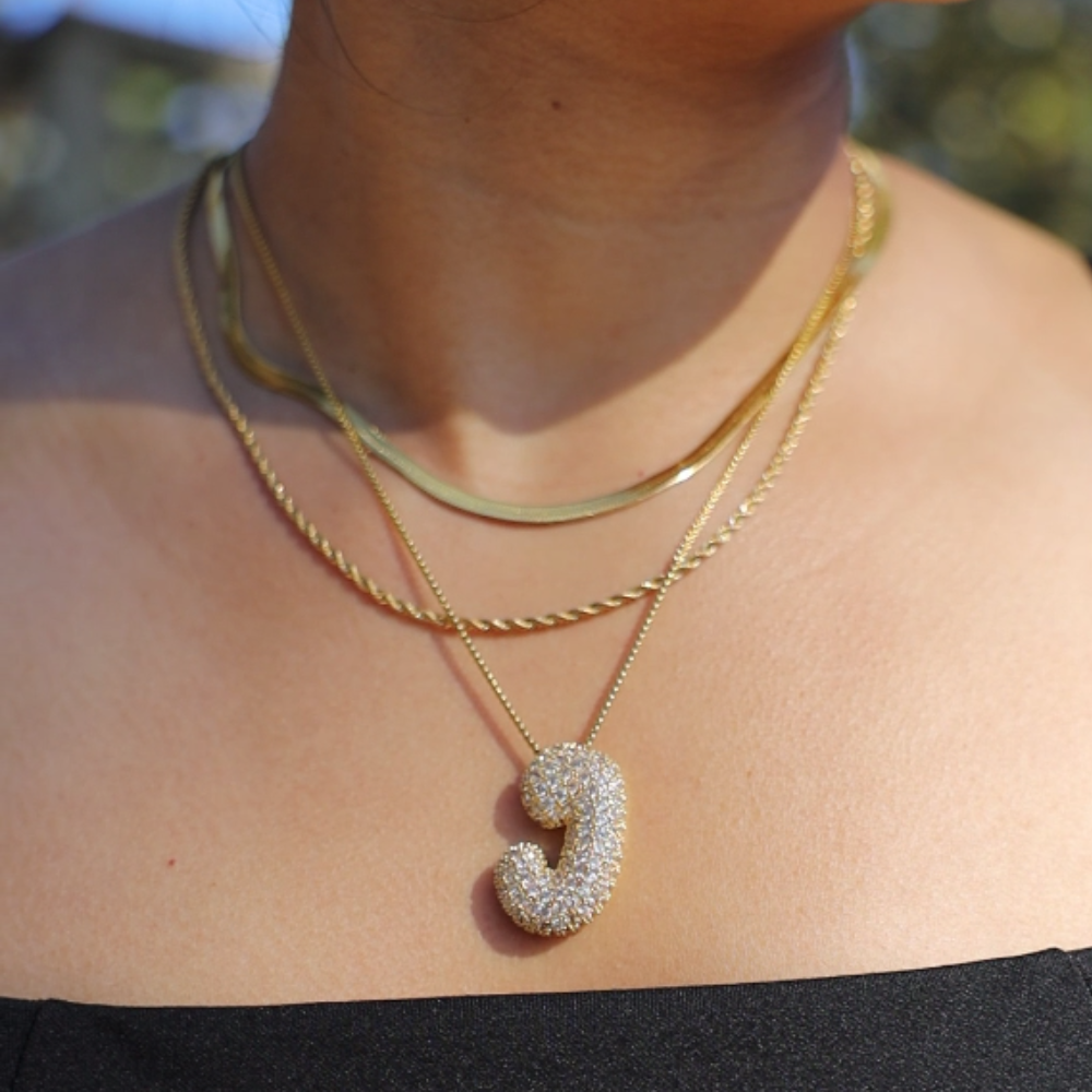 Diamond Initial Bubble Necklace