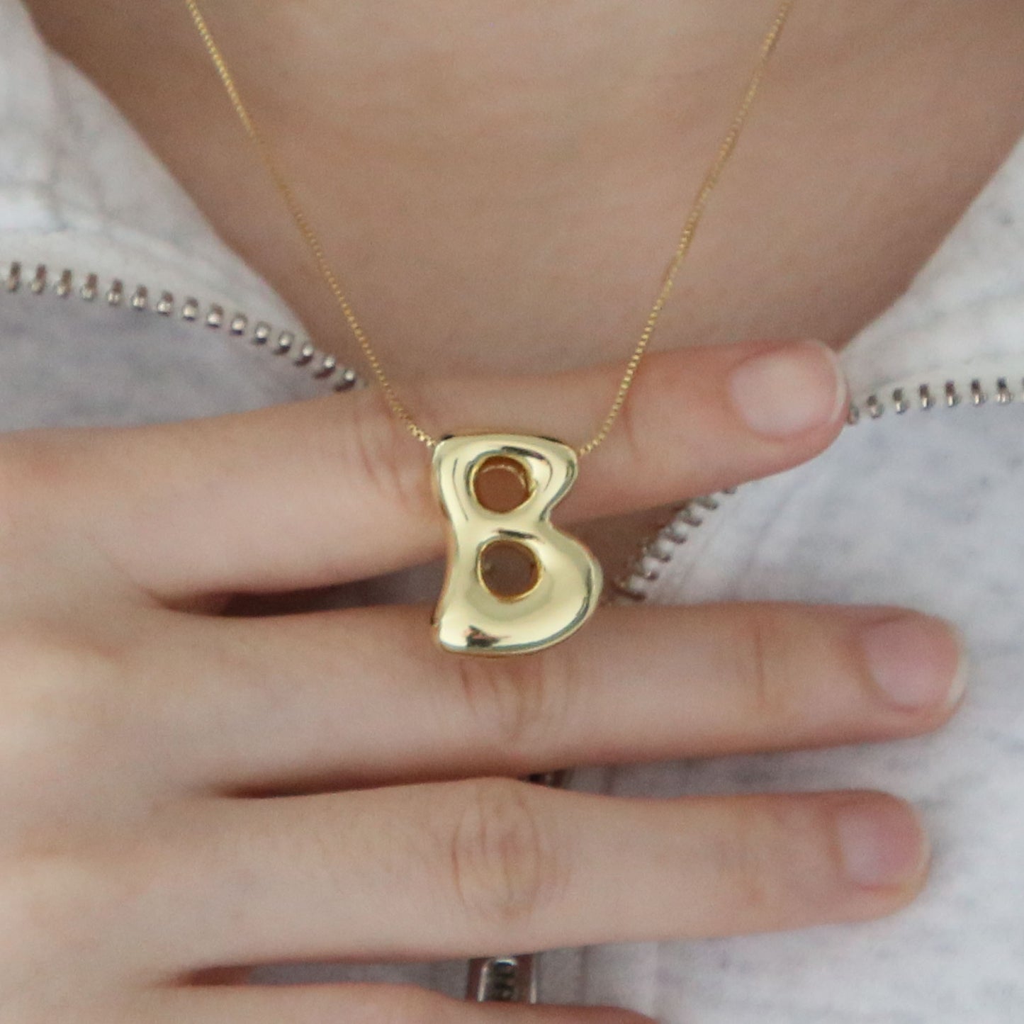 Mini Gold Bubble Initial Necklace