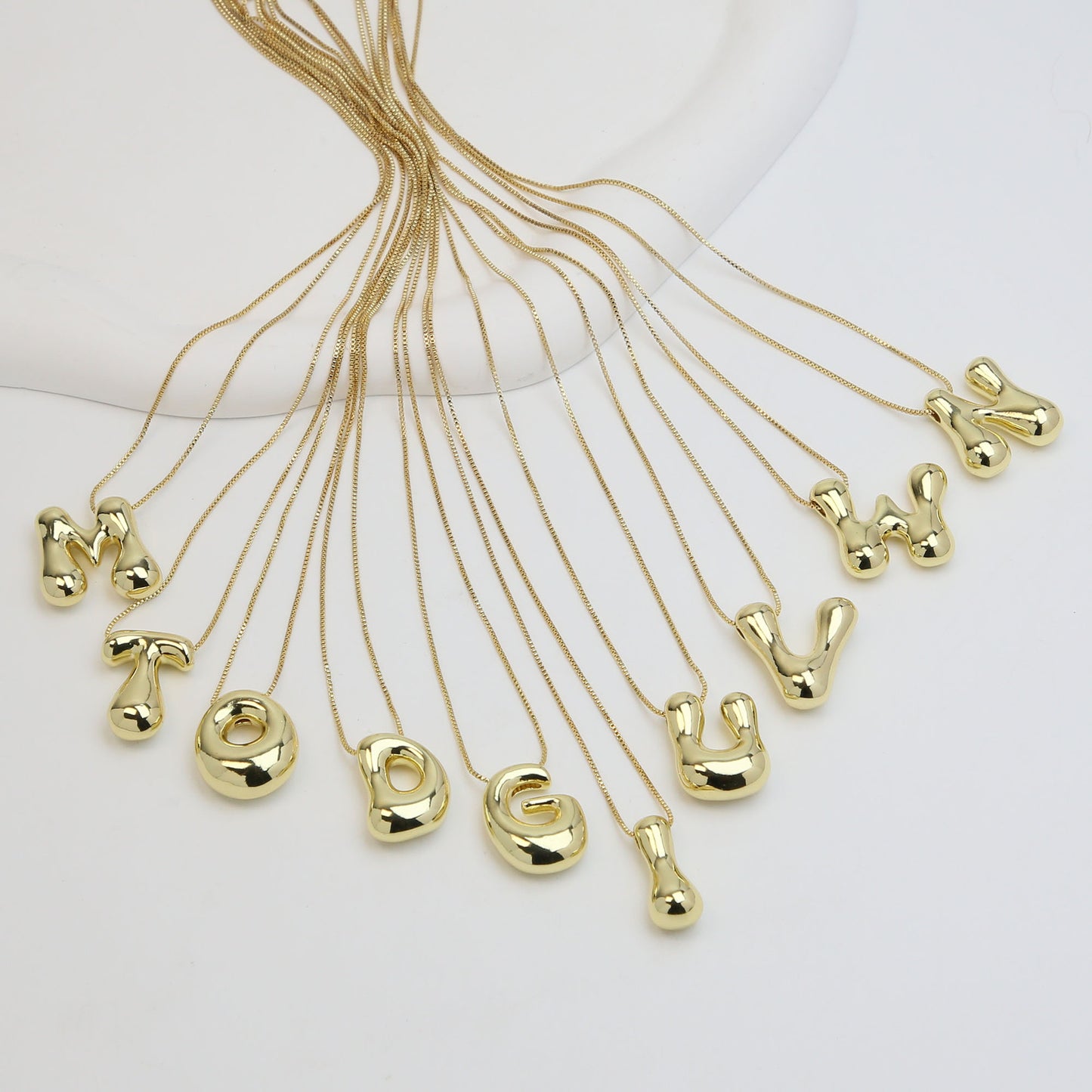 Mini Gold Bubble Initial Necklace