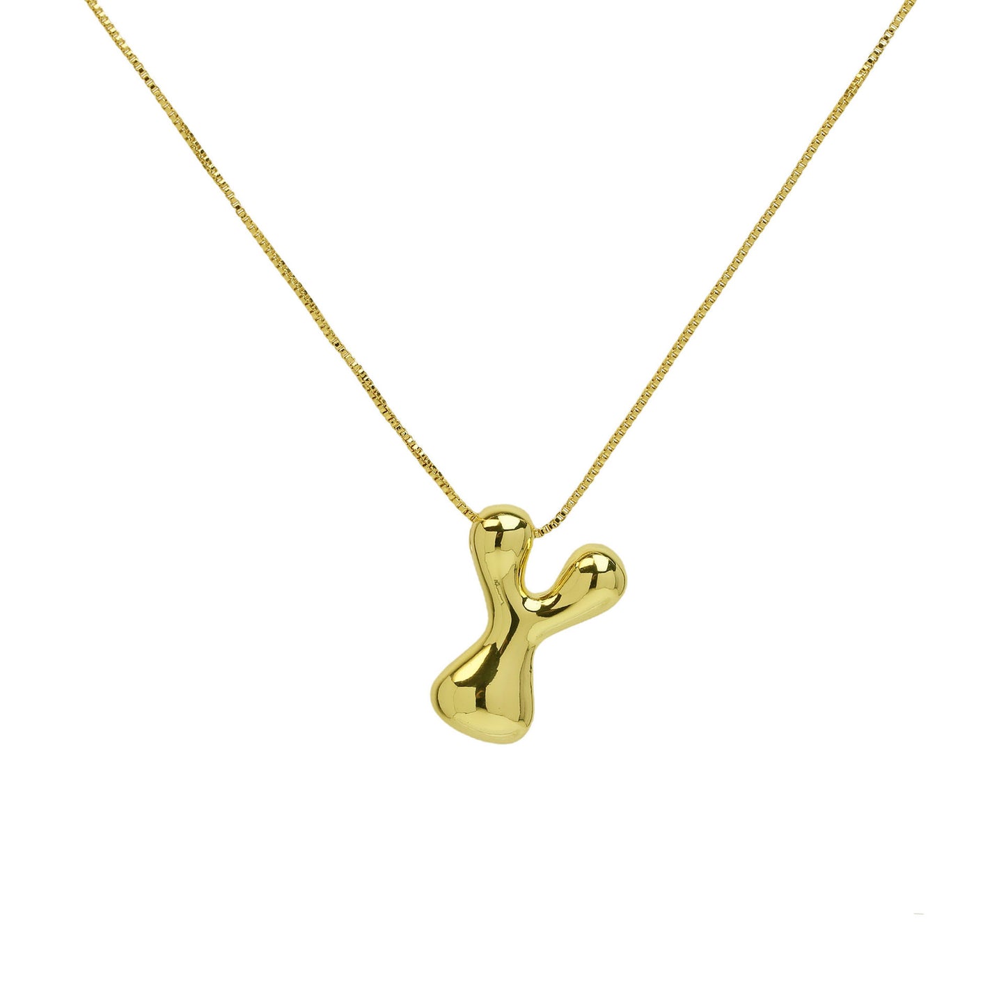 Mini Gold Bubble Initial Necklace