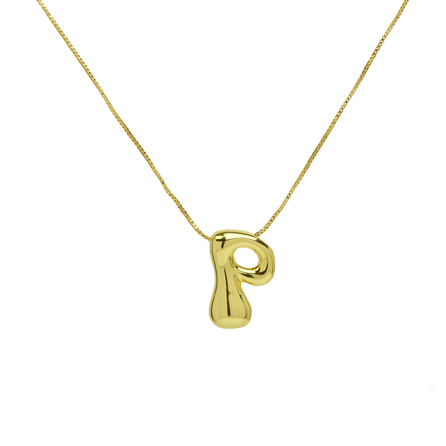 Mini Gold Bubble Initial Necklace