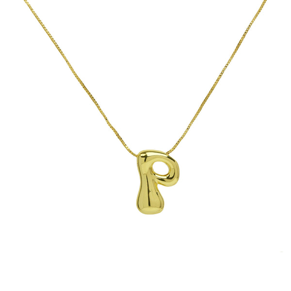 Mini Gold Bubble Initial Necklace