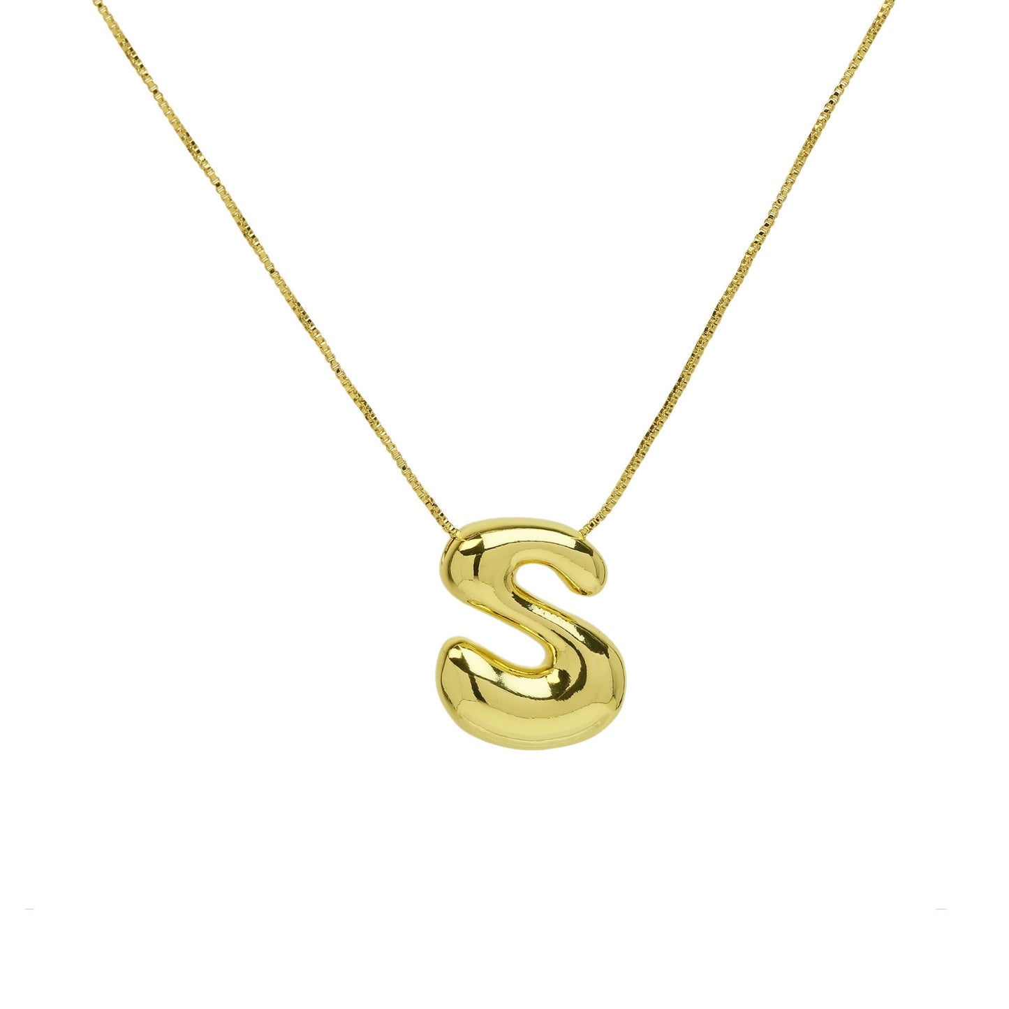 Mini Gold Bubble Initial Necklace