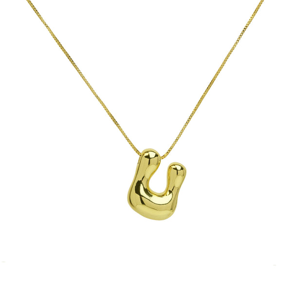 Mini Gold Bubble Initial Necklace