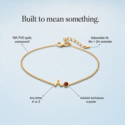 Colette bracelet - 18K PVD gold, AAAAA birthstone crystals