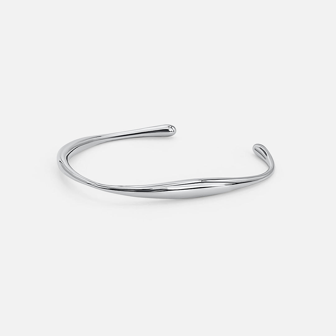 Curved Cuff Bracelet - Silver