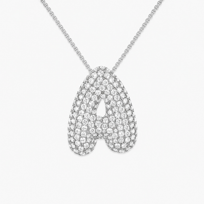 Diamond Initial Bubble Necklace (Silver)