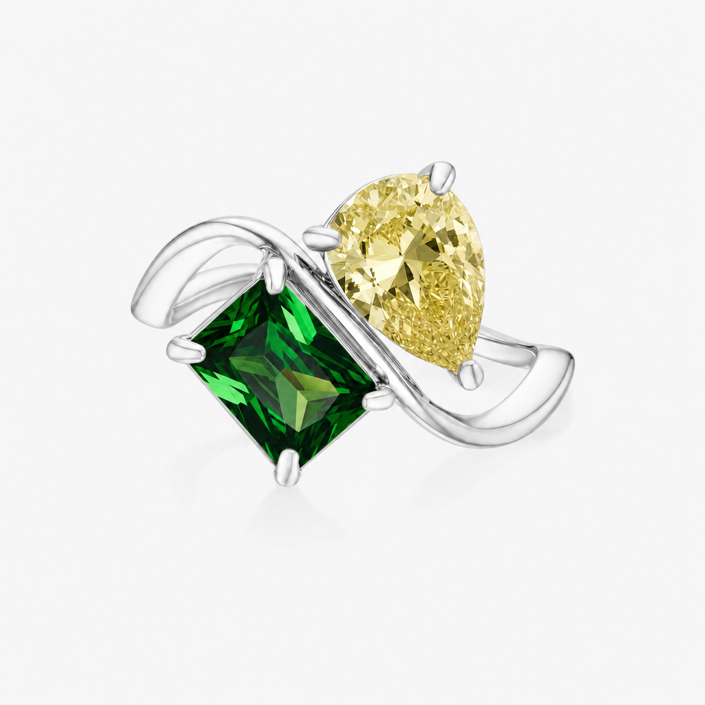 Verity Birthstone Duo Ring (Silver) - side angle