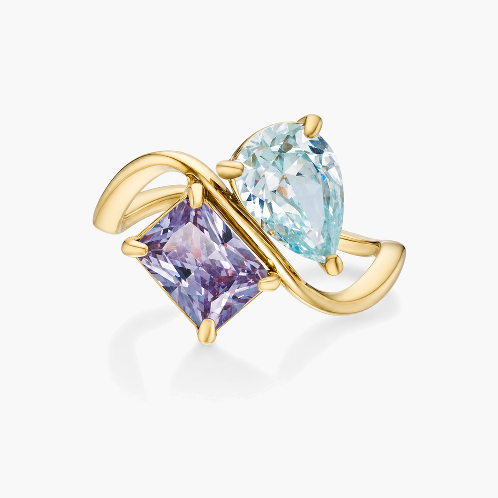 Verity Birthstone Duo Ring - detail angle