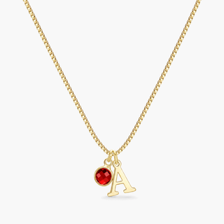 Sylvie Initial Birthstone Necklace