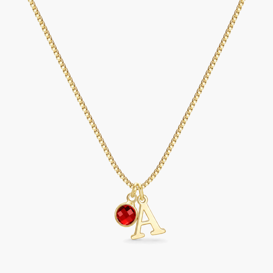 Sylvie Initial Birthstone Necklace