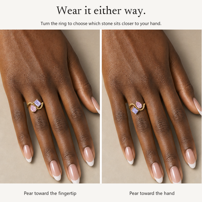 Verity Birthstone Duo Ring - wear it either way, turn the ring to choose which stone sits closer to your hand