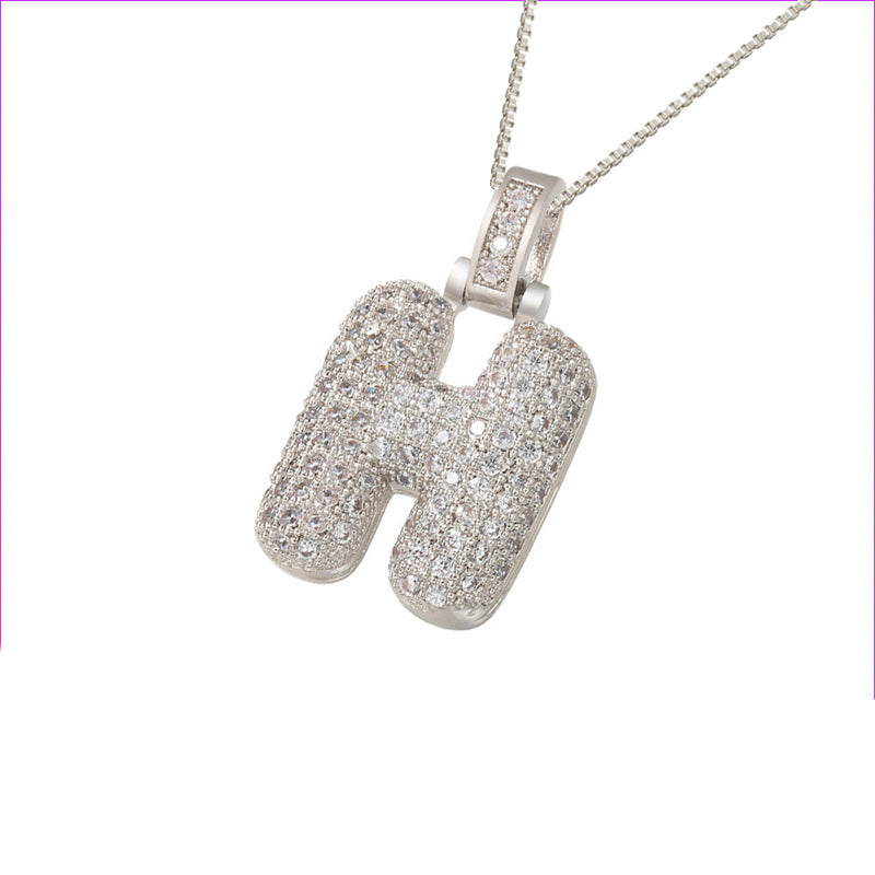 Pave Bubble Initial Necklace