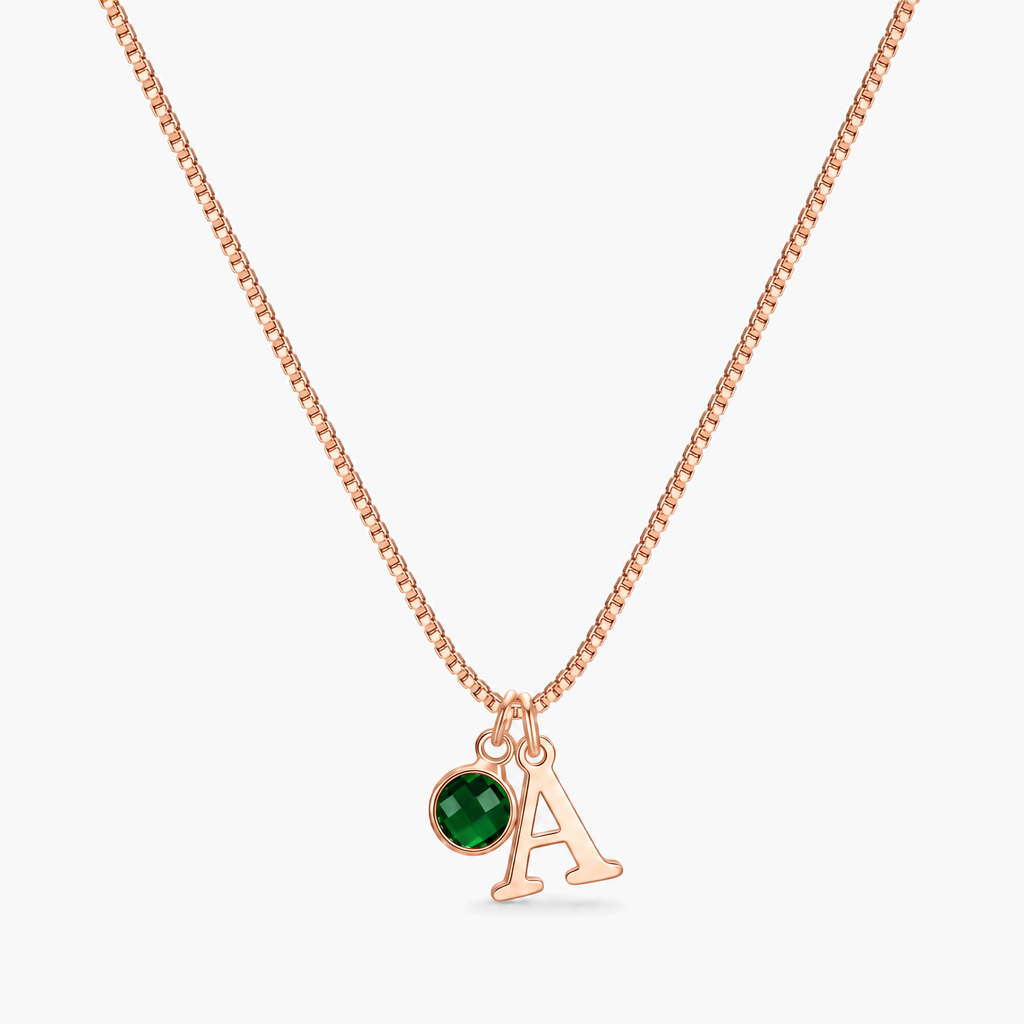 Sylvie Initial Birthstone Necklace