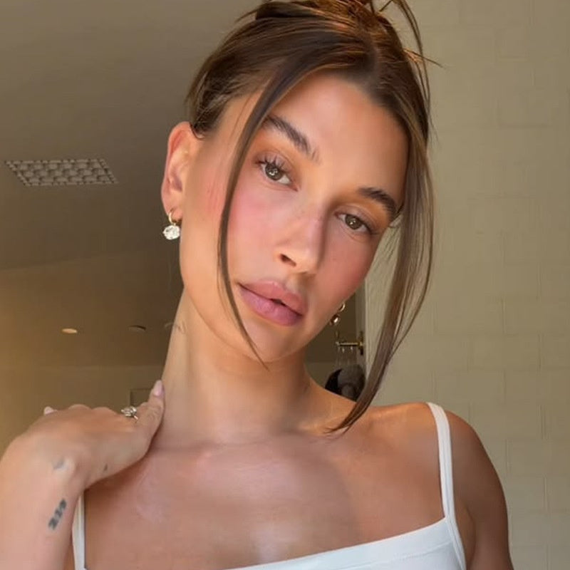 Hailey oval drop earrings worn