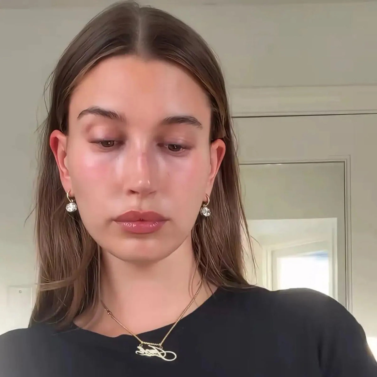 Hailey oval drop earrings worn