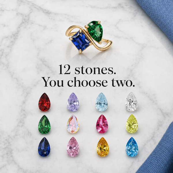 Verity Birthstone Duo Ring - 12 stones, you choose two