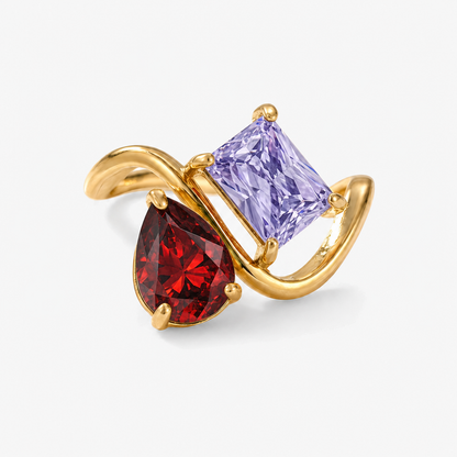 Verity Birthstone Duo Ring — January & February birthstones
