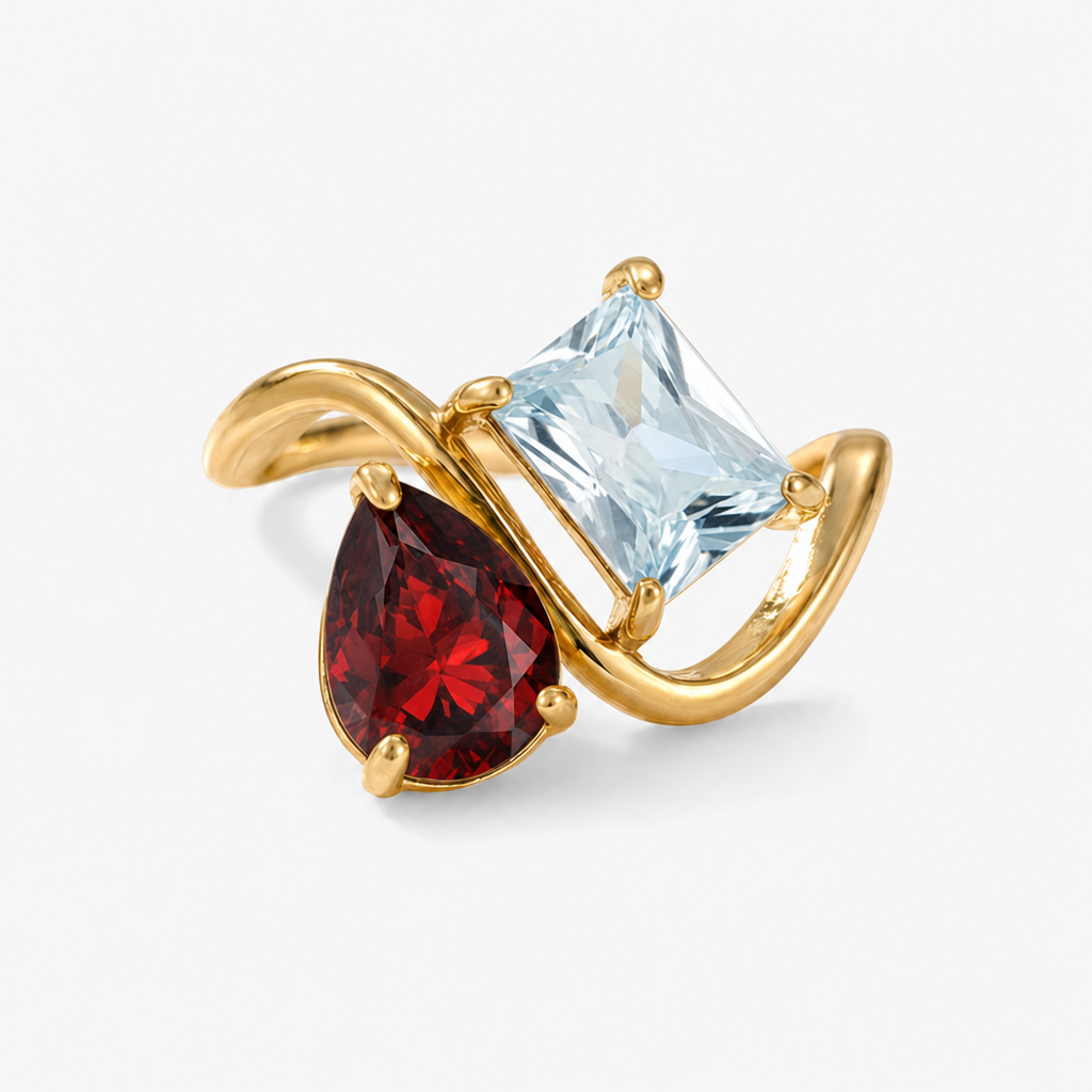 Verity Birthstone Duo Ring — January & March birthstones