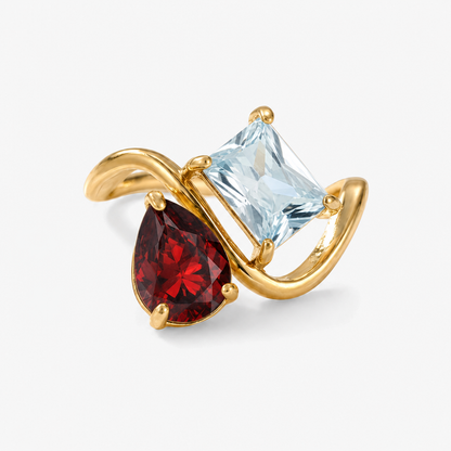Verity Birthstone Duo Ring — January & March birthstones