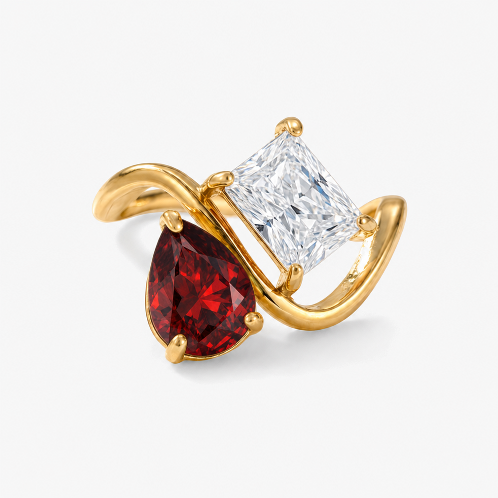 Verity Birthstone Duo Ring — January & April birthstones