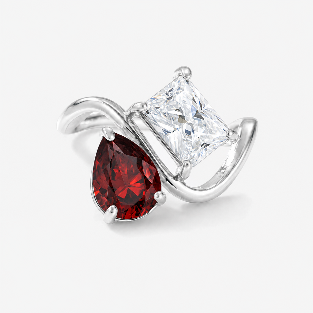 Verity Birthstone Duo Ring (Silver) — January & April birthstones