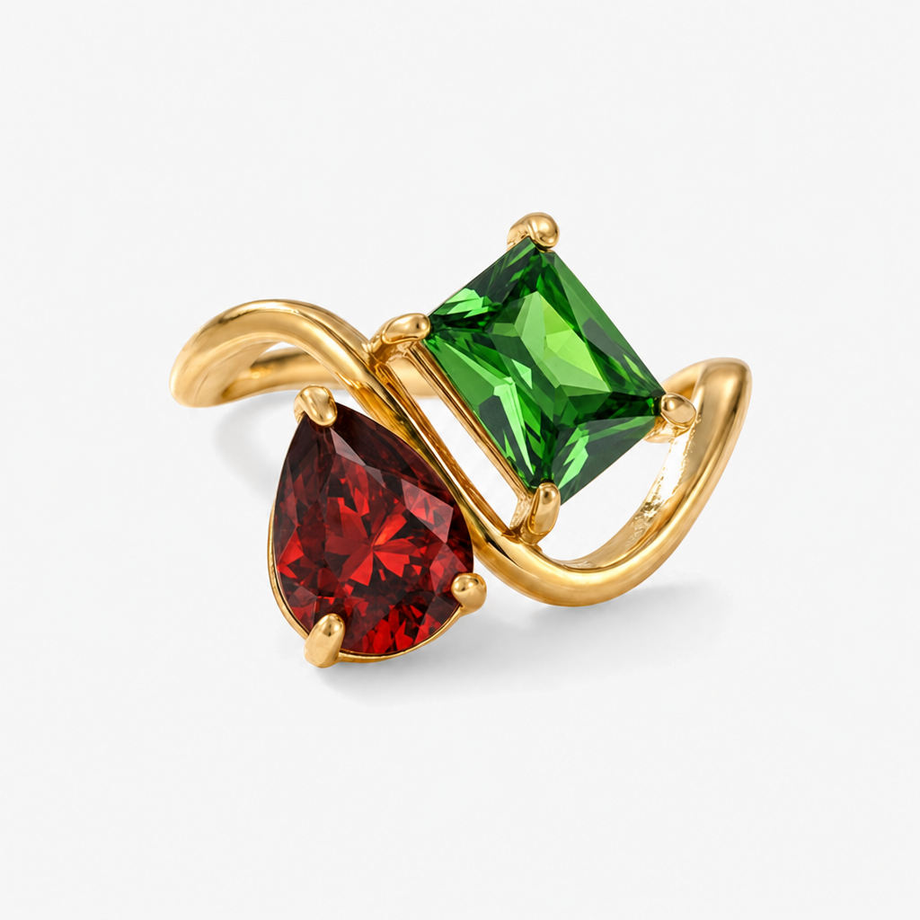 Verity Birthstone Duo Ring — January & May birthstones