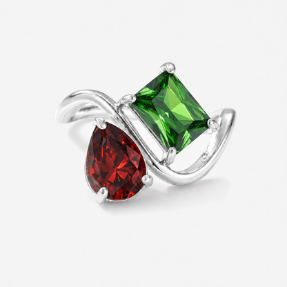 Verity Birthstone Duo Ring (Silver) — January & May birthstones
