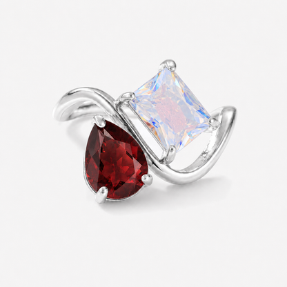 Verity Birthstone Duo Ring (Silver) — January & June birthstones