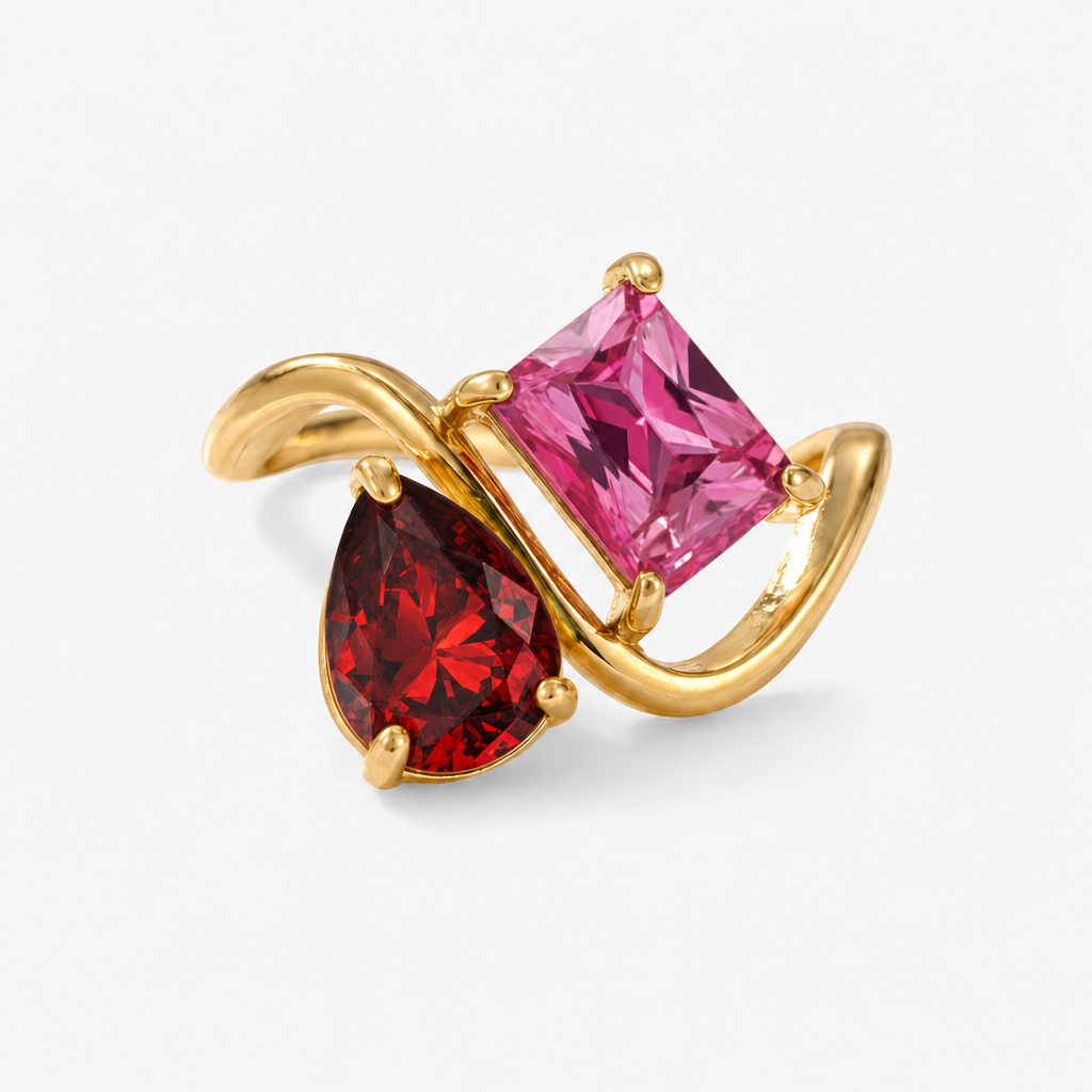 Verity Birthstone Duo Ring — January & July birthstones