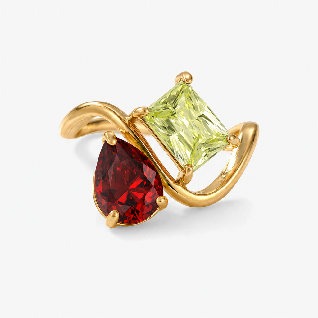 Verity Birthstone Duo Ring — January & August birthstones