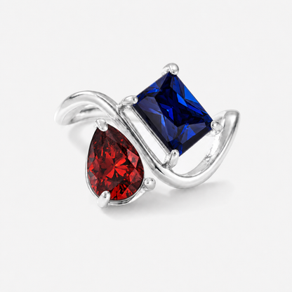 Verity Birthstone Duo Ring (Silver) — January & September birthstones