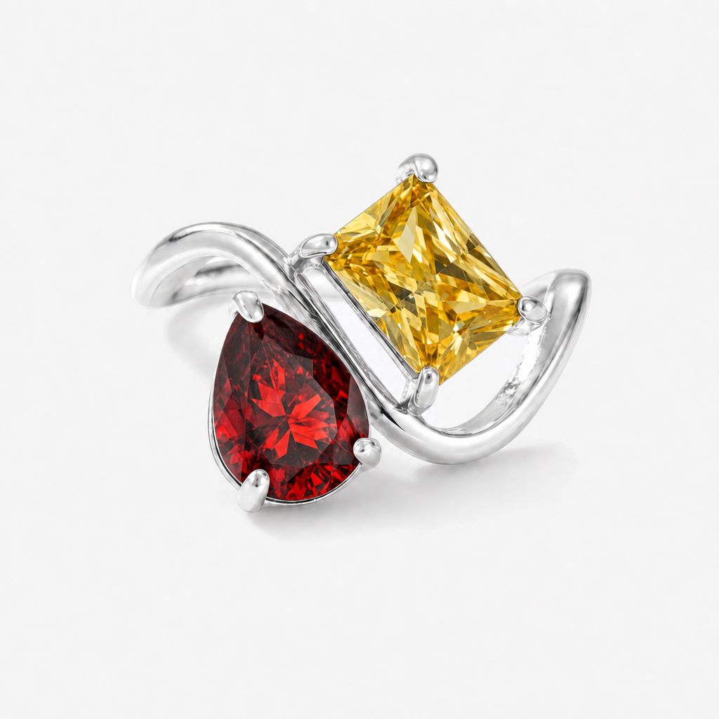 Verity Birthstone Duo Ring (Silver) — January & November birthstones