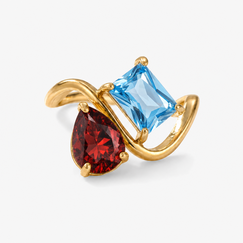 Verity Birthstone Duo Ring — January & December birthstones