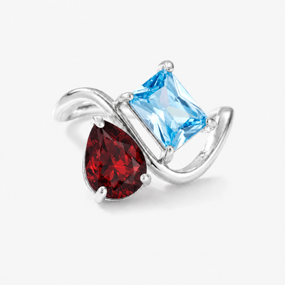 Verity Birthstone Duo Ring (Silver) — January & December birthstones