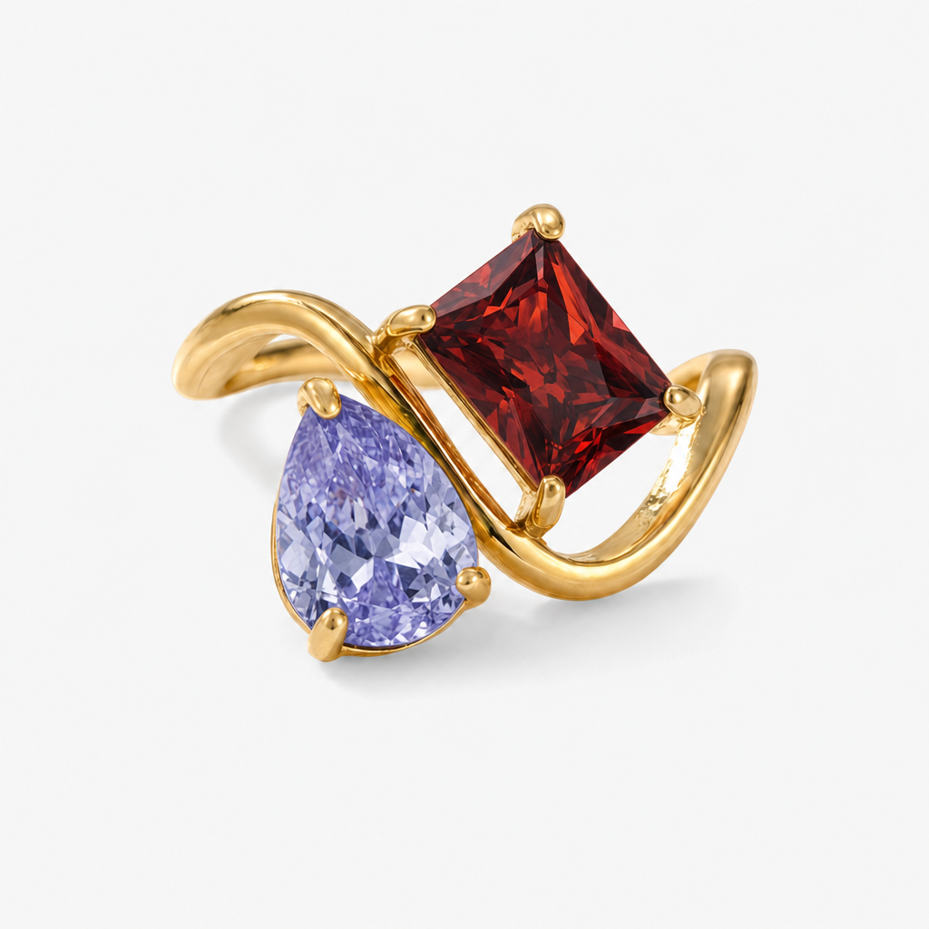 Verity Birthstone Duo Ring — February & January birthstones