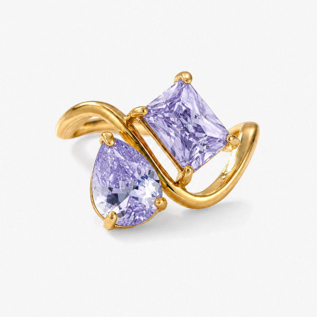 Verity Birthstone Duo Ring — February & February birthstones