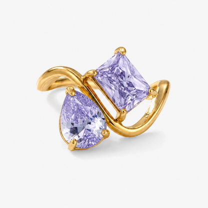 Verity Birthstone Duo Ring — February & February birthstones