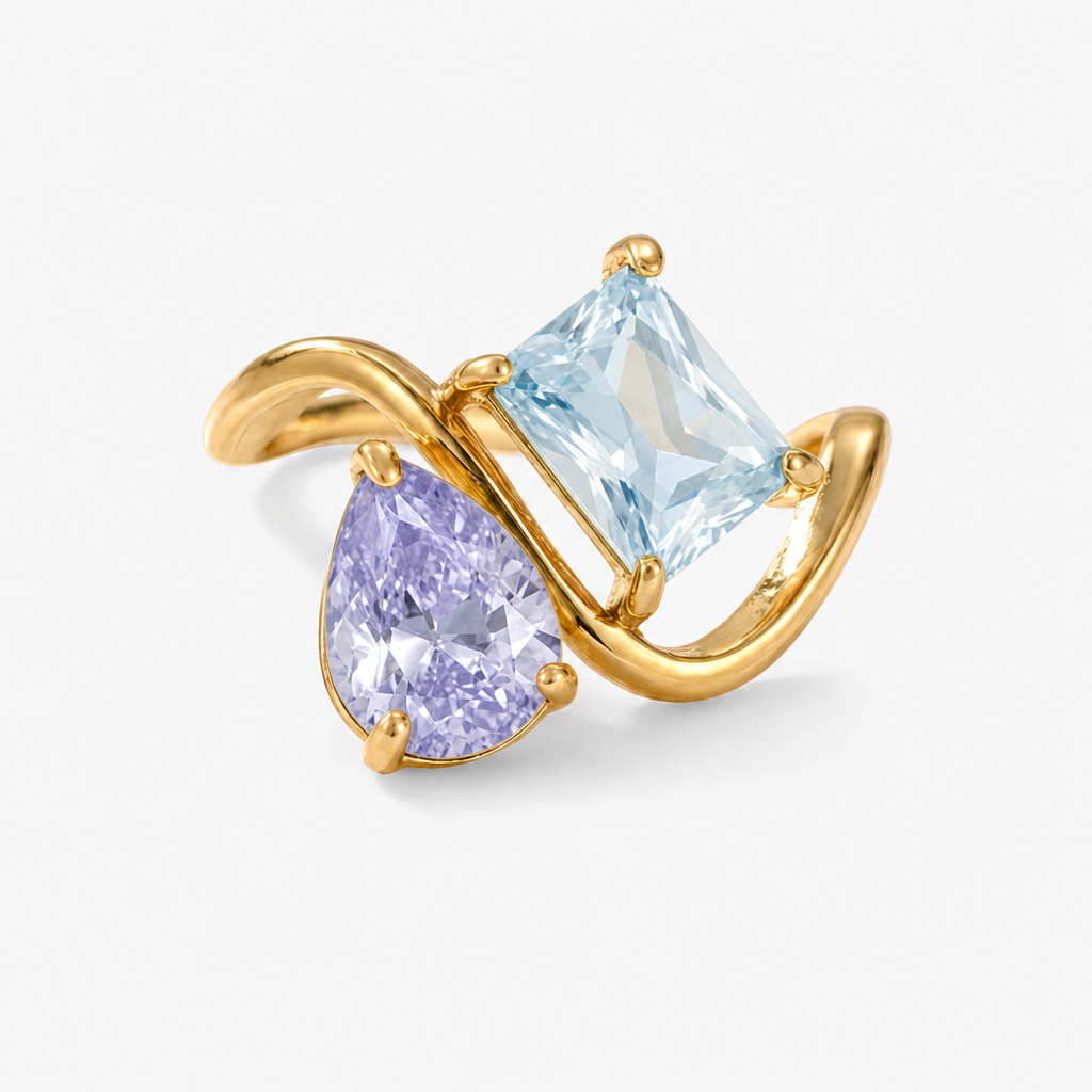 Verity Birthstone Duo Ring — February & March birthstones