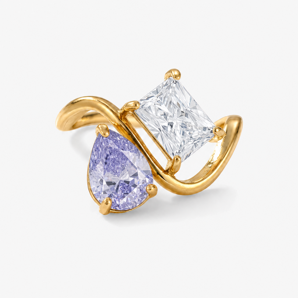 Verity Birthstone Duo Ring — February & April birthstones