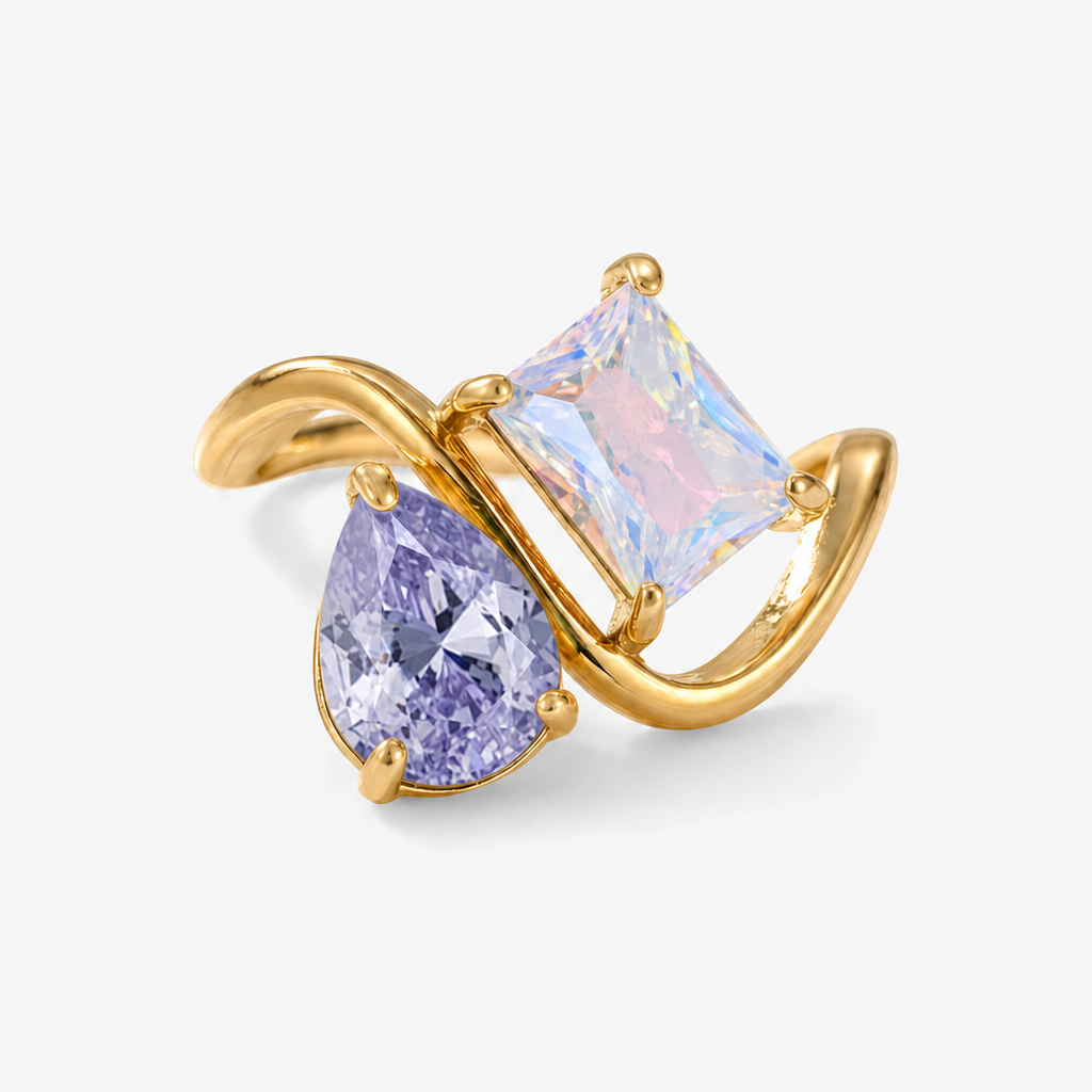 Verity Birthstone Duo Ring — February & June birthstones