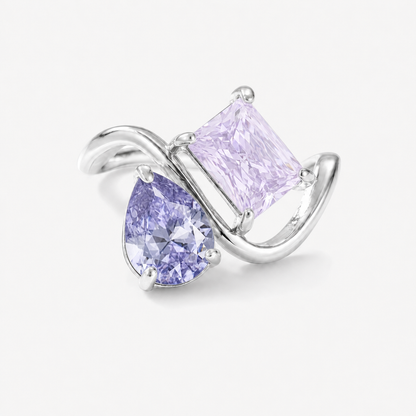 Verity Birthstone Duo Ring (Silver) — February & June birthstones